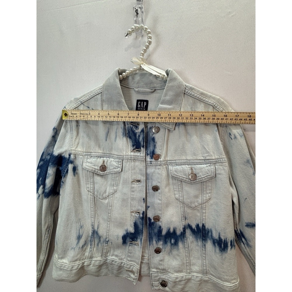 GAP Denim Womens XS Tie Dye Jean Jacket Light Wash Blue NWT 850918-00-1 0000 - Picture 9 of 14